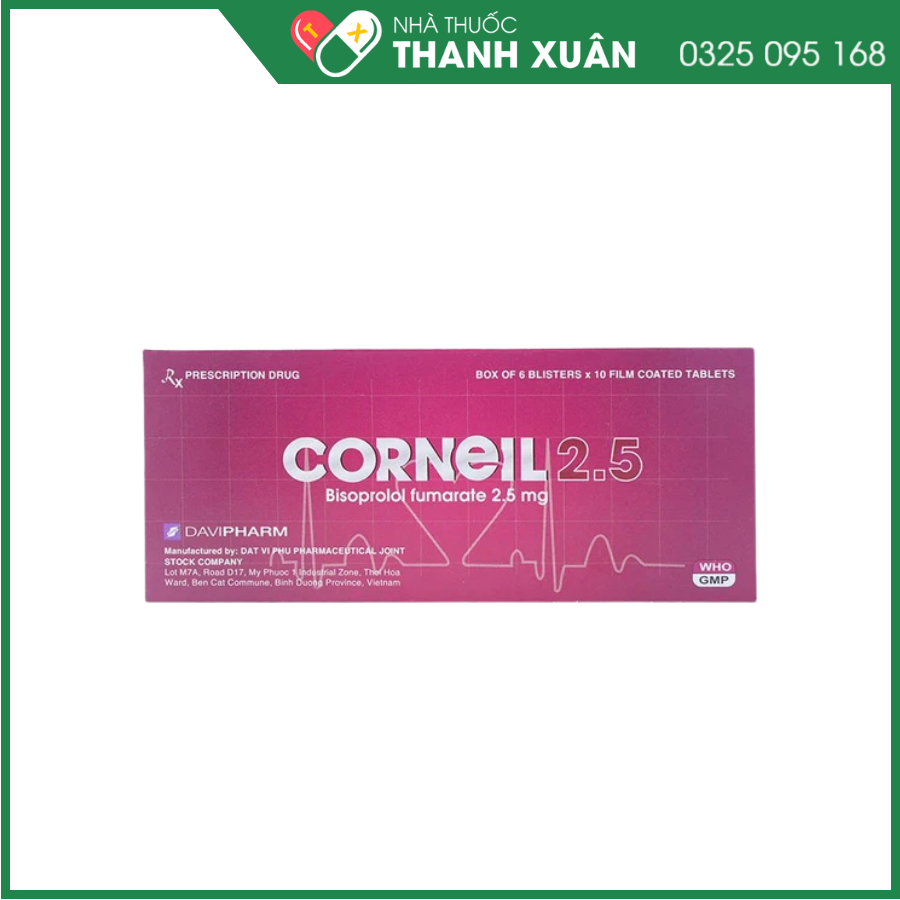 Corneil 2,5 điều trị tăng huyết áp, đau thắt ngực, suy tim mạn tính